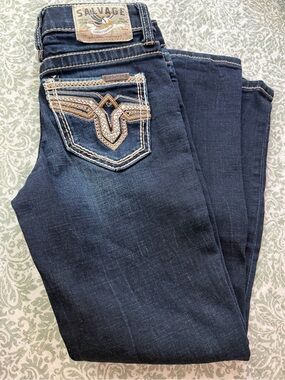 Salvage Dark Blue Kids Jeans with Contrast Stitching